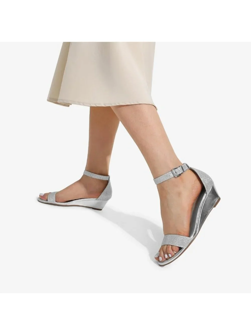 Chic Women's Ankle Strap Low Wedge Sandals - Comfortable & Stylish Footwear